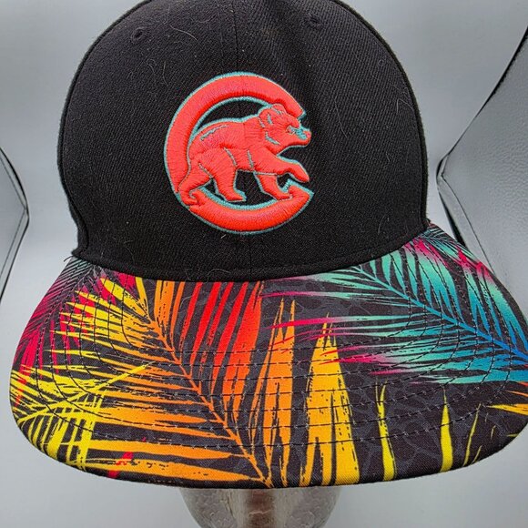 47 Brand Chicago Cubs Snapback Hat Cap One Size Black Multicolor Palm Brim - Picture 9 of 9